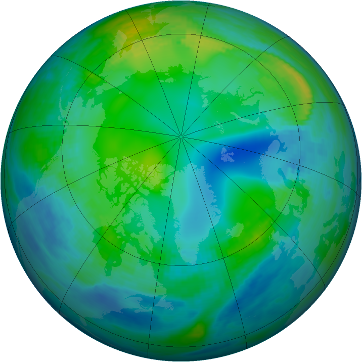 Arctic ozone map for 16 November 1990